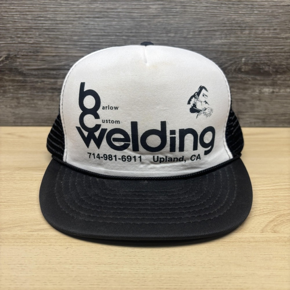 Otto BC Welding Hat Cap Snap Back Mens One Size Black Mesh Trucker Upland CA